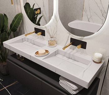 Столешница моноблок FLAT CALACATTA (1410*452*80)