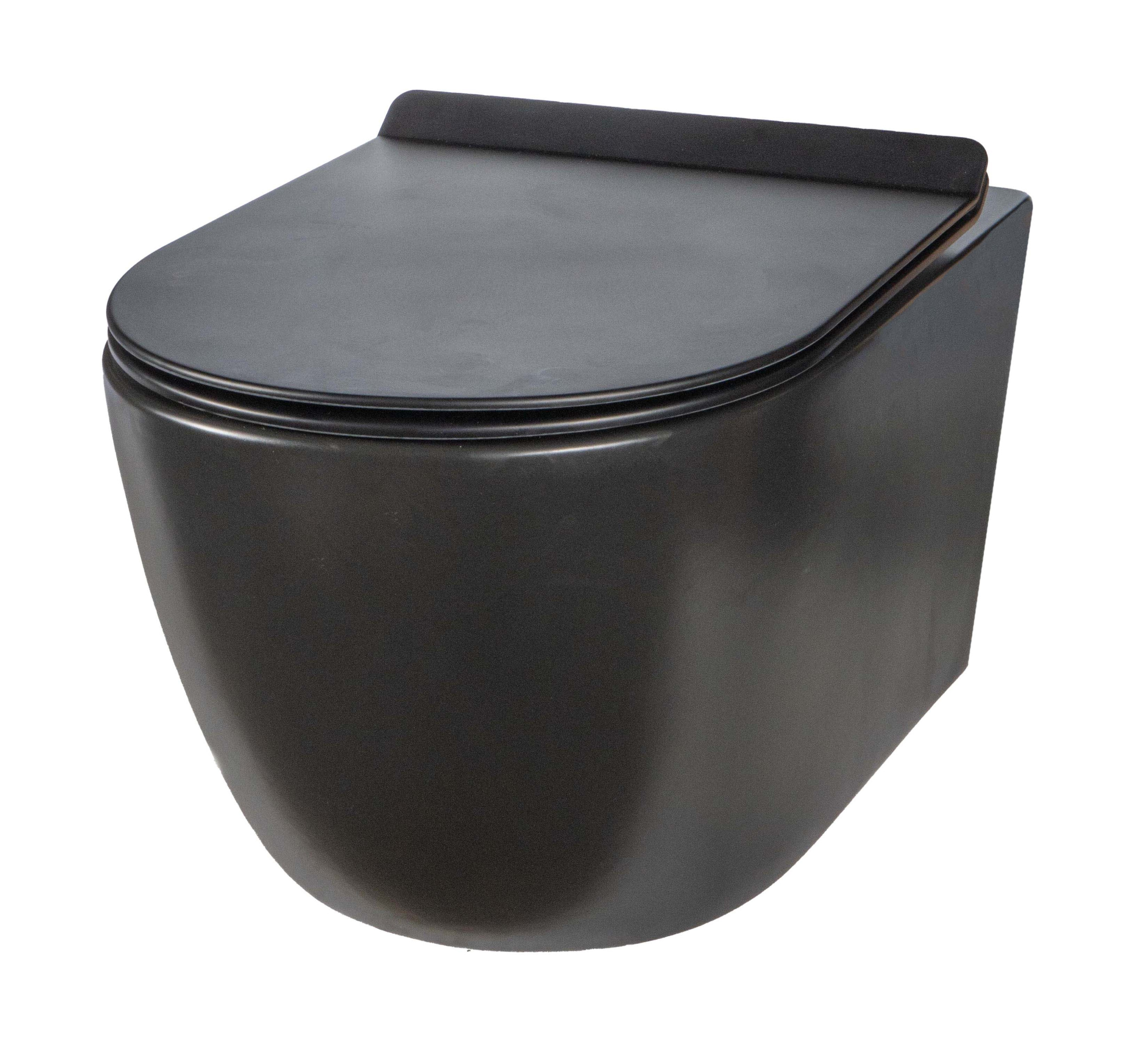 Унитаз подвесной безободковый Creto Logan L1 1001-002-L1BLMAT с крышкой-сиденьем микролифт, матовый черный