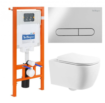 BB1102CH/BB1102SC/BB002-80/BB005-PR-CHROME Унитаз подвесной с сиденьем BelBagno GENOVA + Система инсталляции для унитазов с кнопкой смыва BB005-PR-CH Исполнение: Хром  BB1102CH/BB1102SC/BB002-80/BB005-PR-CHROME Унитаз подвесной с сиденьем BelBagno GENOVA + Система инсталляции для унитазов с кнопкой смыва BB005-PR-CH Исполнение: Хром