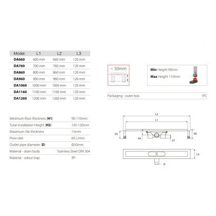 Душевой лоток RGW Shower Drain 07210780-01 800 с дизайн-решеткой