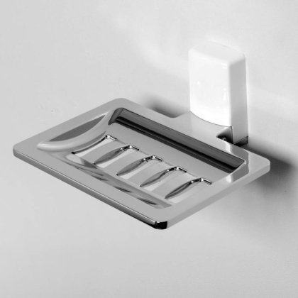 Мыльница решетка Leine, 13х6х10,5 см, хром и белый, K-5069WHITE