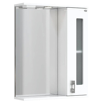 Шкаф-зеркало Onika Кристалл 58 белый, правый, с подсветкой