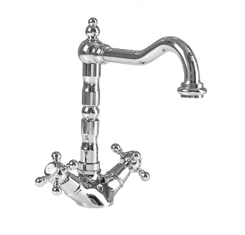 GOLF-LS2-03/24 Смеситель для раковины с донным клапаном золото, ручки золото