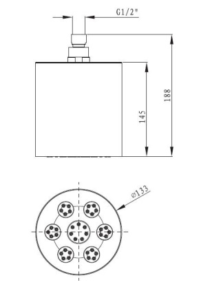 CZR-SPW130-01 Верхний душ, диаметр 130 мм