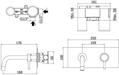 Смеситель для раковины Paffoni Light LIG101CR/M (с внутренней частью)