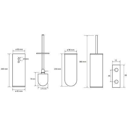 Ершик для унитаза Bemeta Sablo 160313060 Золото матовое,  щётка чëрная