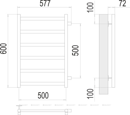 Полотенцесушитель Terminus Аврора П6 500х600 бп500