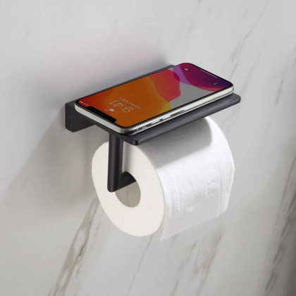 Бумагодержатель с полкой для телефона Timo Saona 13043/03 черный