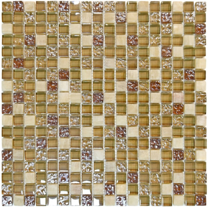 Мозаика стеклянная с камнем Glass Stone-1 (чип 8*15*15) 300*300(11шт-0.99м2), м2