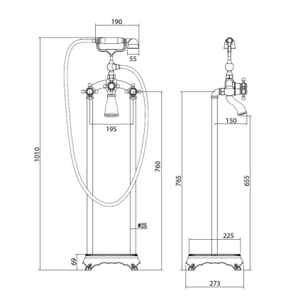 Смеситель для ванны Abber Klassik AF8415G Смеситель для ванны Abber Klassik AF8415G