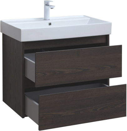 Тумба под раковину Aquanet Nova Lite 75 дуб черный (2 ящика)