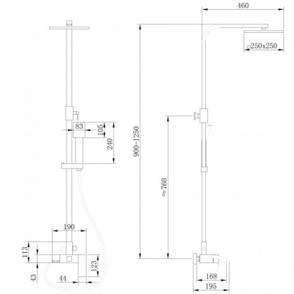 Душевая стойка ABBER Wasserfall AF8616G с изливом, золото матовое Душевая стойка ABBER Wasserfall AF8616G с изливом, золото матовое