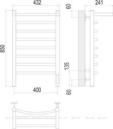 Полотенцесушитель Terminus Классик с/п П8 400х850 электро