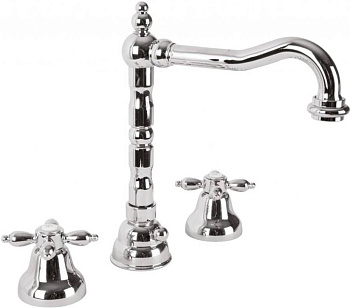 NOSTALGIA-BLS2-03/24 Смеситель для раковины на три отверстия с донным клапаном золото, ручки золото NOSTALGIA-BLS2-03/24 Смеситель для раковины на три отверстия с донным клапаном золото, ручки золото