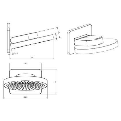 Верхний душ Inspire VSHD-3I1CMB, черный  Верхний душ Inspire VSHD-3I1CMB, черный