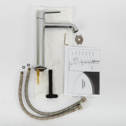 ECO-LC-01-W0 Смеситель для накладных раковин однорычажный, без донного клапана, хром