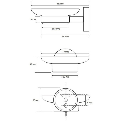 Мыльница Bemeta Omega 104108042 Хром, Матовое стекло