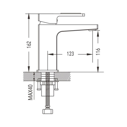 Смеситель для раковины латунь, черный S9001H
