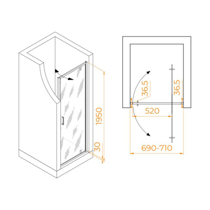 Душевая дверь  70*195 RGW LE-102 Хром/Прозрачное/6 мм