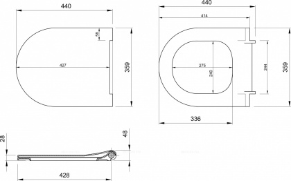 Сиденье с крышкой (soft close, slim) Taormina/Jet Flush,дюропласт, белый, A0336-001 (аналог.A0330-001 (A0333-001), шт