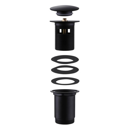 Донный клапан ABBER AF0010B с переливом, клик-клак, черный матовый