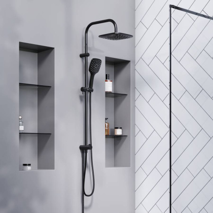 931000300 Eclipse, душ. система: верхний душ 220мм, ручн.душ 3 ф-ии 120 мм, штанга 1010 мм, Черный