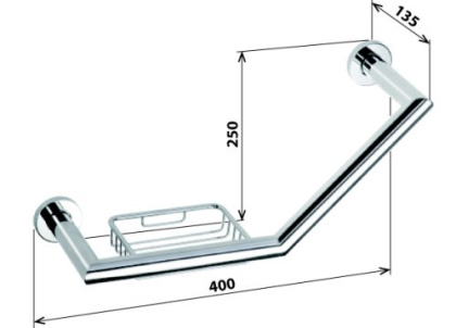Поручень изогнутый с мыльницей Поручень изогнутый с мыльницей