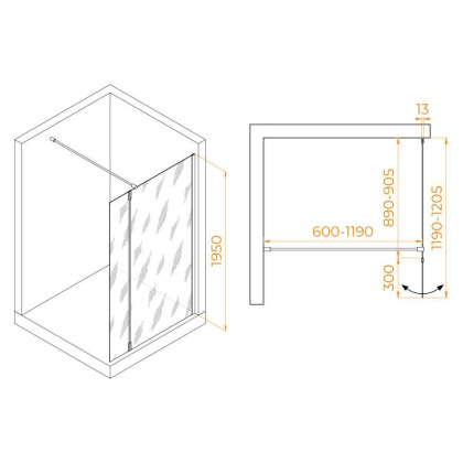 Душевая перегородка RGW WA-051W (WA-010W + Z-071W), 351005193-15