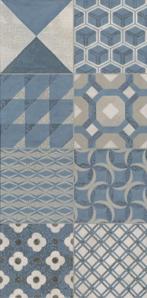 Декор VT\B416\11037R Онда 4 синий орнамент 30см*60см*9мм (1уп/4шт/0,72м2) бетон, шт