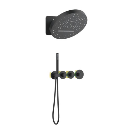 Душевая система Timo Saona SX-2329/03SM скрытого монтажа с термостатом, черная матовая