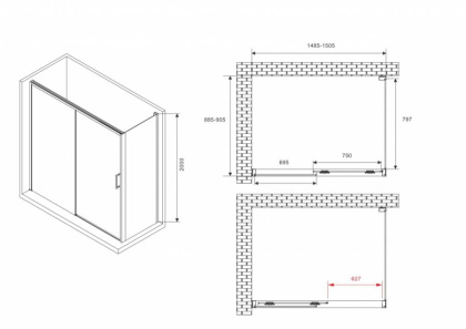 Душевой уголок ABBER Komfort AG93150-S92