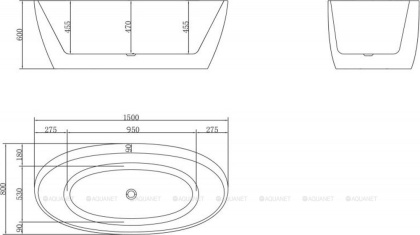 Акриловая ванна BELBAGNO BB404-1500-800
