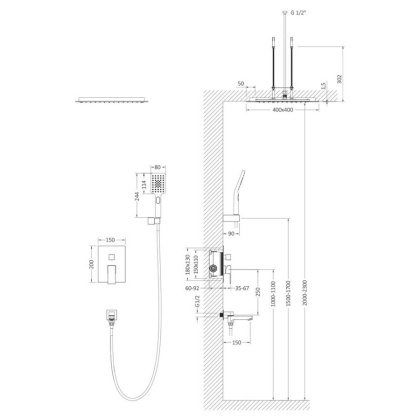 Душевая система Timo Selene SX-2039/17SM скрытого монтажа, золото матовое