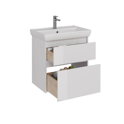 Тумба Lemark COMBI 70см под 1 раковину, подвесная/напольная, 2 ящика, цвет корпуса, фасада: Белый глянец Тумба Lemark COMBI 70см под 1 раковину, подвесная/напольная, 2 ящика, цвет корпуса, фасада: Белый глянец