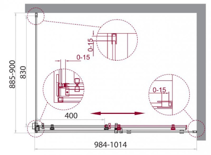ACQUA-AH-1-150/100-C-Cr Душевой уголок