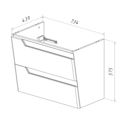 Тумба Lemark MIANO 80см под 1 раковину, подвесная, 2 ящика, цвет корпуса, фасада: Белый глянец Тумба Lemark MIANO 80см под 1 раковину, подвесная, 2 ящика, цвет корпуса, фасада: Белый глянец