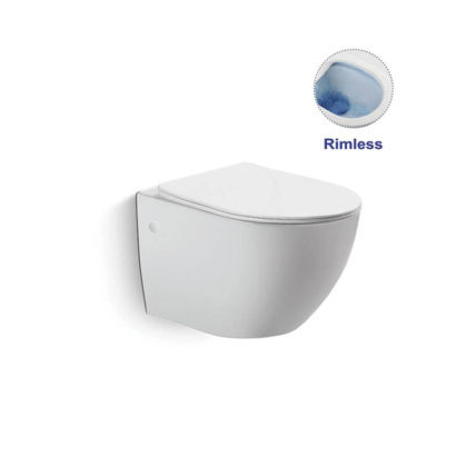 Унитаз подвесной Globo VT1-14 безободковый, цвет белый, ультратонкое soft-close сиденье