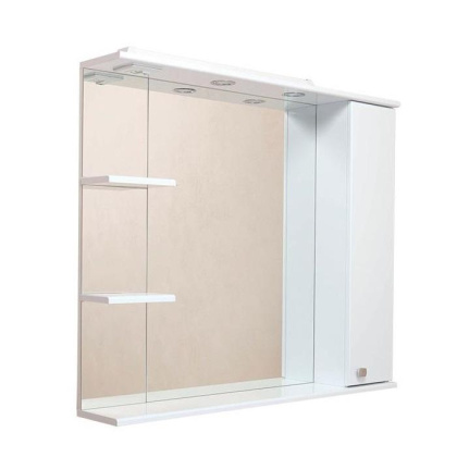 Шкаф-зеркало Onika Эльбрус 100 белый, правый, с подсветкой