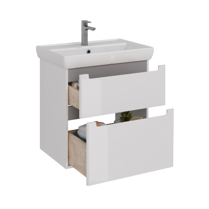 Тумба Lemark BUNO 70см под 1 раковину, подвесная/напольная, 2 ящика, цвет корпуса, фасада: Белый глянец Тумба Lemark BUNO 70см под 1 раковину, подвесная/напольная, 2 ящика, цвет корпуса, фасада: Белый глянец