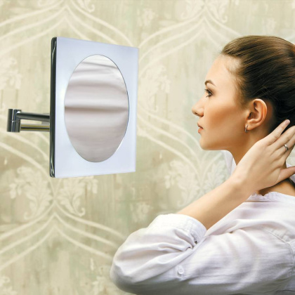 Зеркало с LED-подсветкой и 3-х кратным увеличением, 43,5х22х12,5 см, хром, K-1008