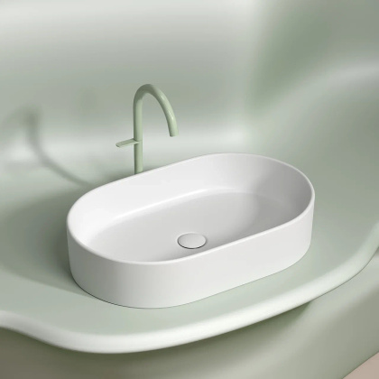 Умывальник чаша накладная овальная (цвет Белый Матовый) Element 608*385*122мм