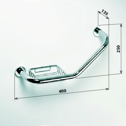 Поручень изогнутый с мыльницей 400мм Поручень изогнутый с мыльницей 400мм