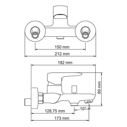 Vils 5601 Смеситель для ванны с коротким изливом Wasserkraft Vils 5601 Смеситель для ванны с коротким изливом Wasserkraft