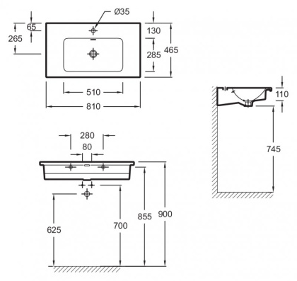 Раковина EXAE112-00 Jacob Delafon Vox Белый размер (шгв) (81см*46,5см*15,5см) Подвесная, шт