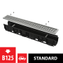 Дренажный канал 100 мм с пластиковой рамой и оцинкованной решеткой B125
