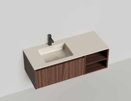 Подвесная тумба Domino 1200, шпон Onda Plus, с открытой полкой