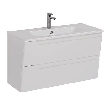 Тумба Lemark MIANO, 100см под 1 раковину, подвесная, 2 ящика, цвет корпуса, фасада: Белый глянец Тумба Lemark MIANO, 100см под 1 раковину, подвесная, 2 ящика, цвет корпуса, фасада: Белый глянец