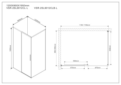 Душевой уголок Slim VSR-2SL9012CLB-L, 1200*900, матовый черный, стекло прозрачное, левый Душевой уголок Slim VSR-2SL9012CLB-L, 1200*900, матовый черный, стекло прозрачное, левый