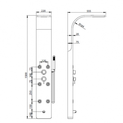 Душевая панель RGW Shower Panels SP-03 21140103-10 Матовый хром Душевая панель RGW Shower Panels SP-03 21140103-10 Матовый хром