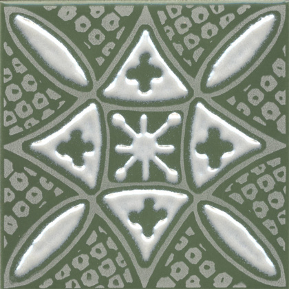 Декор Бахия 2 зелёный глянцевый 9,8x9,8x0,7